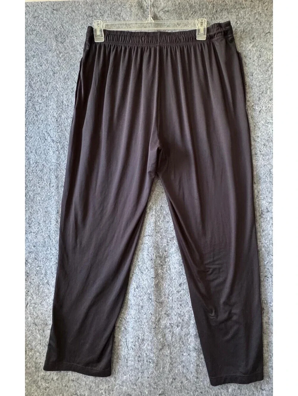 Hanes XL Black Pajama Pants Drawstring Button Fly Pockets 93/7 Poly Spandex NWOT